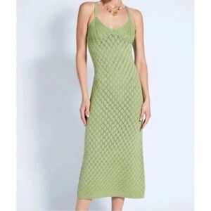 DEVON WINDSOR Atlas Dress Green Textured Midi Dress